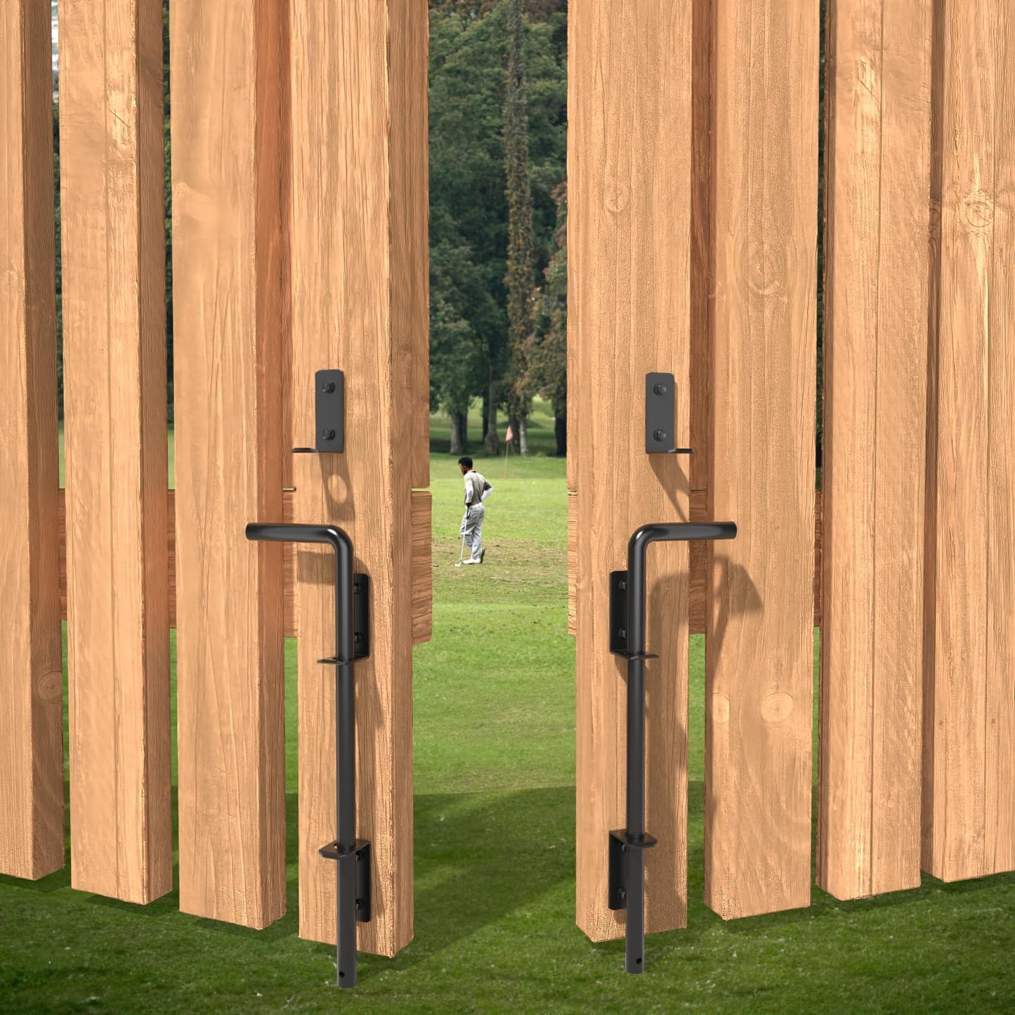 18" Cane Bolts for Gates Ground Gate Latch for Wooden Metal Gates, Gate Stopper Hardware - Heavy Duty Drop Rod, Safe and Secure, Corrosion Resistant (2 Pack)