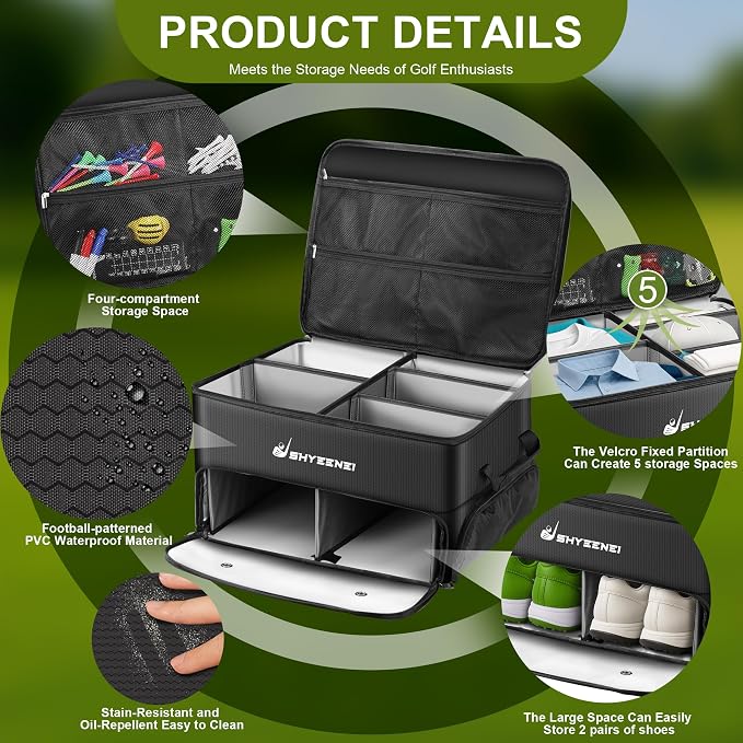 Golf Trunk Organizer, Improved Version 2-Layer Golf Storage Locker, - Image 3