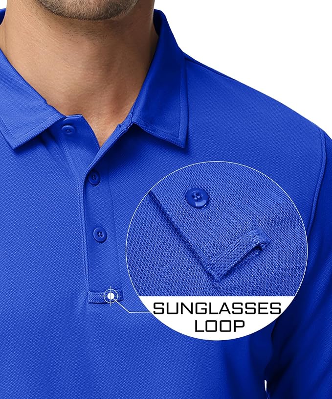 MAGCOMSEN Men's Polo Shirts 3 Button Quick Dry Performance Long Sleeve Tactical - Image 3
