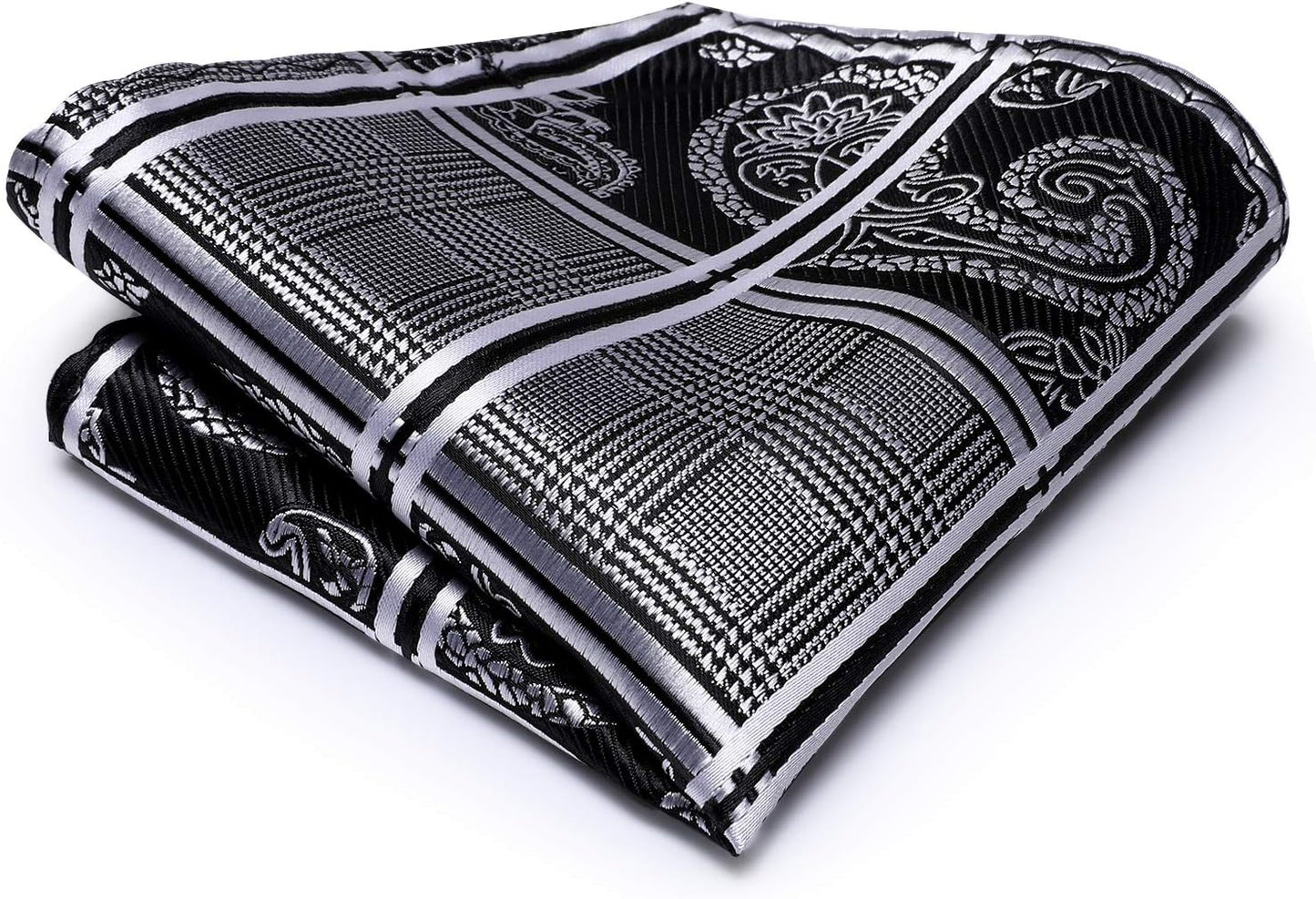 Hi-Tie Men 63inches Tie Set Extra Long Necktie Paisley Tie Pocket Suqare Cufflinks Big and Tall Men Tie