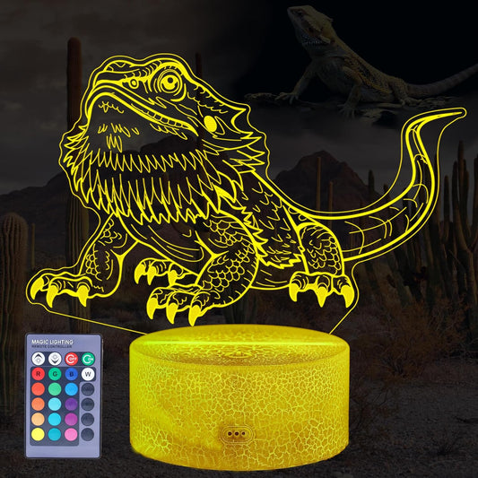 Bearded Dragon Gift, Bearded Dragons Night Light with Remote Control, 16 Colors Changing, RGB Flashing Mode, Dimmable, Great Bearded Dragon Tank Accessory and Decor