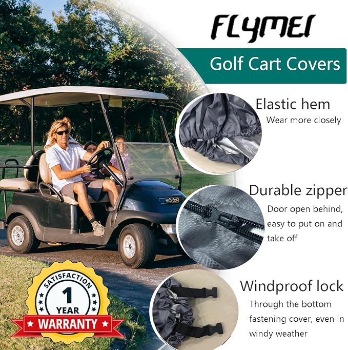 FLYMEI Golf Cart Cover Waterproof, 420D Fabric Universal Fits - Image 5