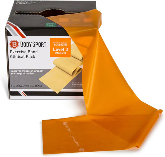 Body Sport Exercise Bands - Resistance Bands in 50 yard Rolls for Fitness, Stretching, or Physical Therapy
