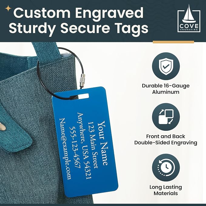 Two Custom Engraved Aluminum Luggage Tags - Image 2