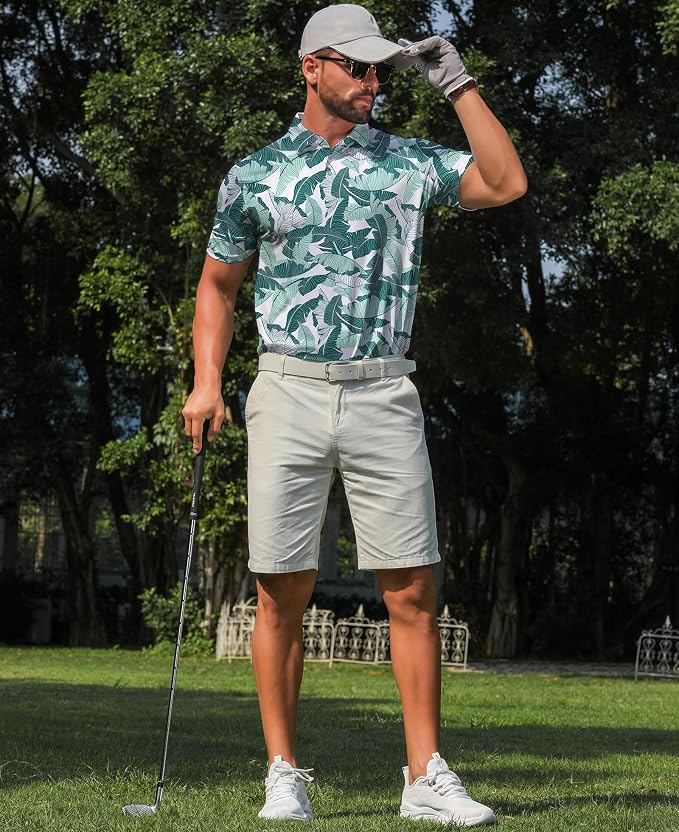 zeetoo Men's Polo Shirts Hawaiian Golf Polos Shirts Short Sleeve Performance - Image 4