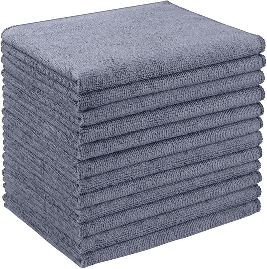 AIDEA Microfiber Cleaning Cloth 12 Pack, Microfiber Towels for Cars, Soft & Absorbent Cleaning Rags, Premium Lint Free Shop Towels for House, Kitchen, Car, 12inx16in, Grey
