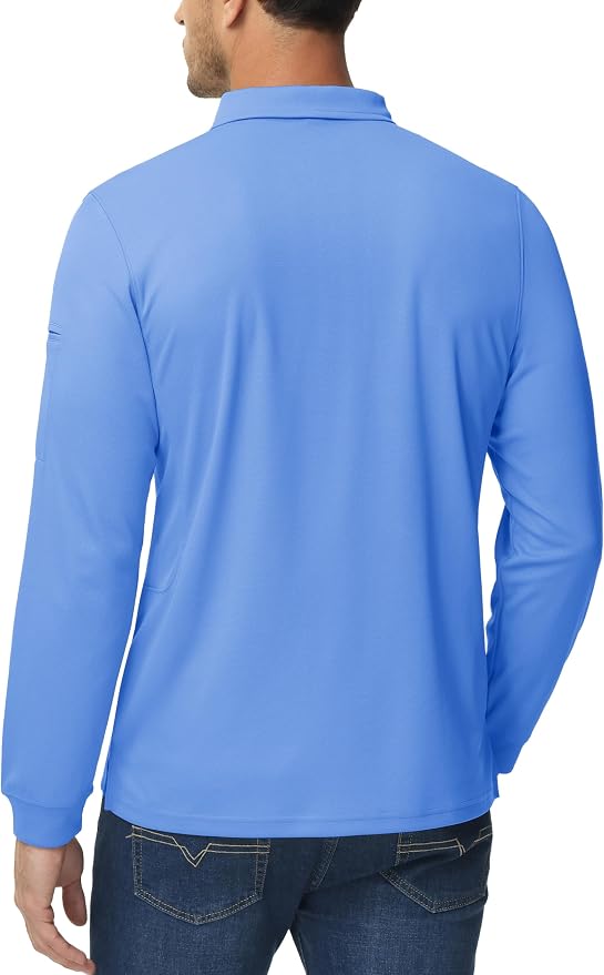 MAGCOMSEN Men's Polo Shirts 3 Button Quick Dry Performance Long Sleeve Tactical - Image 5
