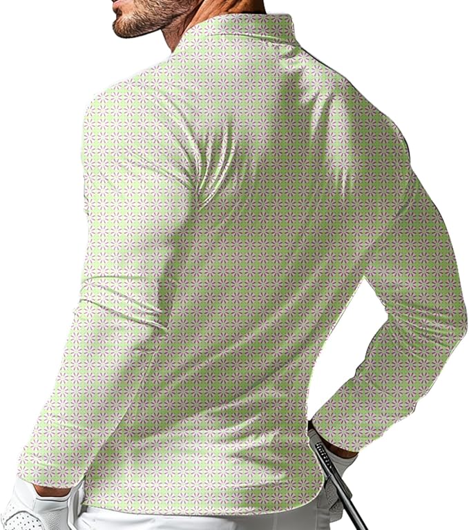 Men's Long Sleeve Golf Shirt Quick Dry 3 Button Work Fishing Outdoor Casual - Image 2