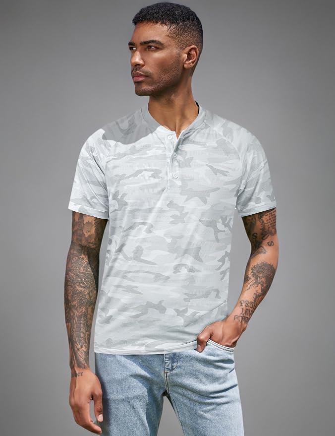 TAPULCO Mens Collarless Golf Shirts Short Sleeve Dry Fit Stretch Casual - Image 7