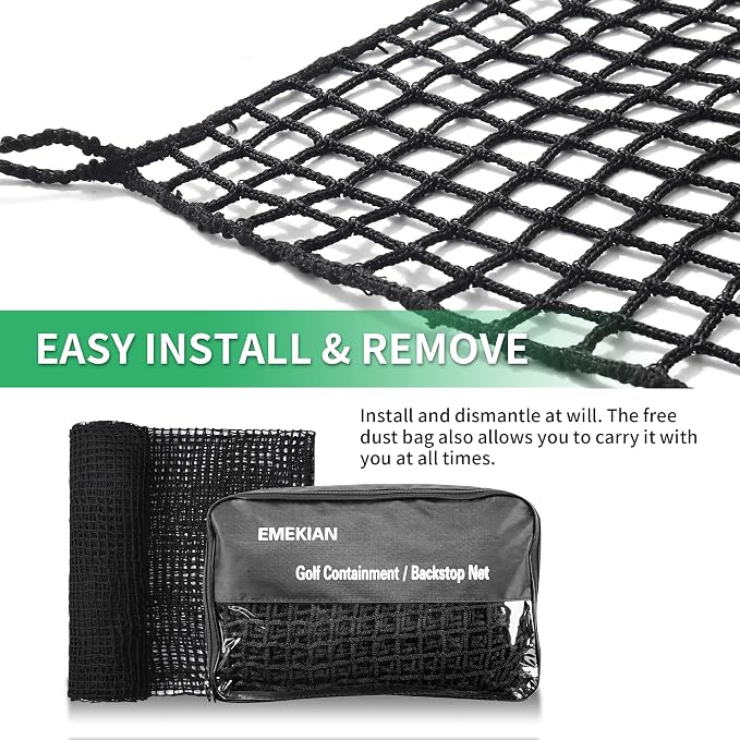 Black Polyester Golf Practice Fence Net, Heavy Duty Golf Ball Barrier Net - Image 4