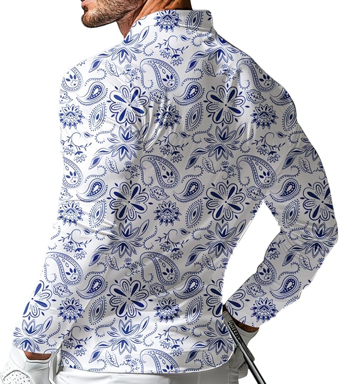 Men's Long Sleeve Golf Shirt Quick Dry 3 Button Work Fishing Outdoor Casual - Image 2