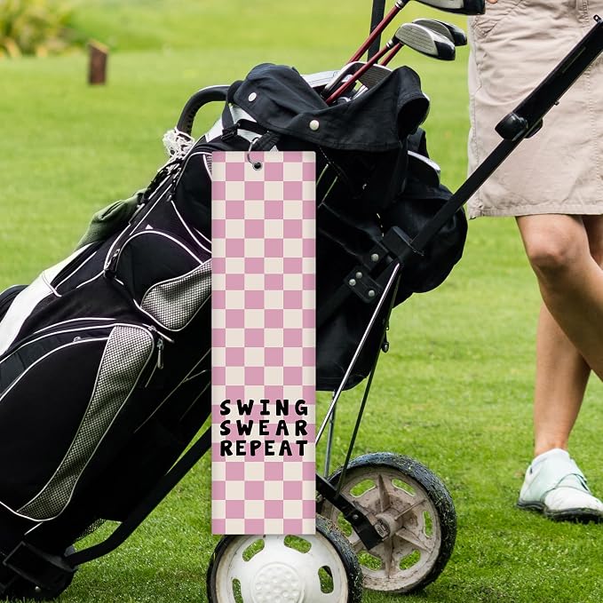 Pink Checkered Golf Towel - Image 5
