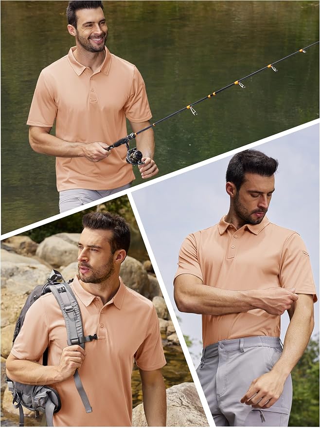 TACVASEN Mens Polo Shirt Short Sleeve Tactical Performance Collared Work Golf - Image 6