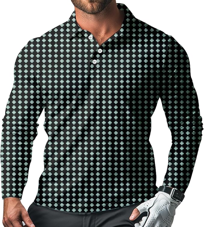 Men's Long Sleeve Golf Shirt Quick Dry 3 Button Work Fishing Outdoor Casual by SQPO