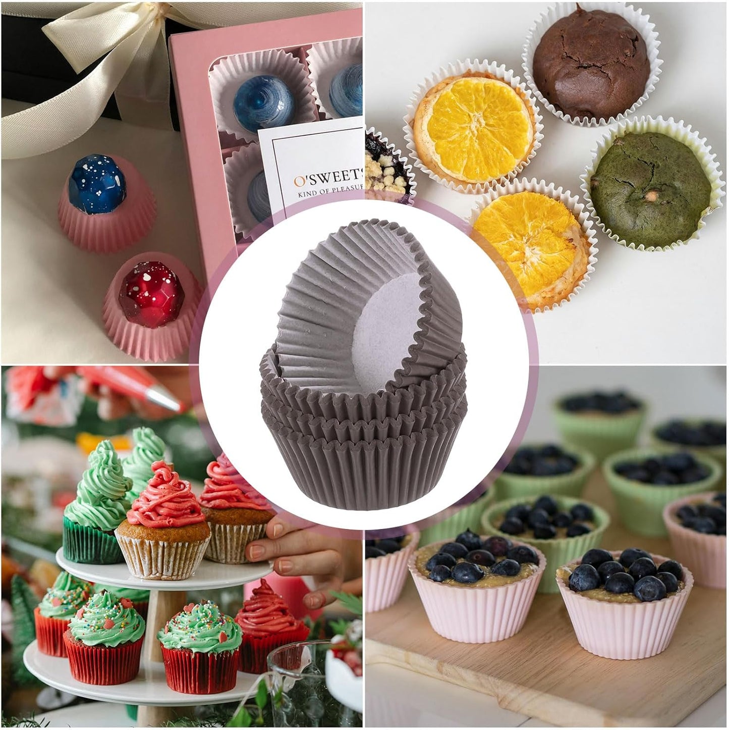 HARFINGTON 100 Count Cupcake Liners Coffee Cupcake Cups Standard Size Muffins Liners Papers Baking Cups Wrappers Greaseproof for Party Wedding Birthday