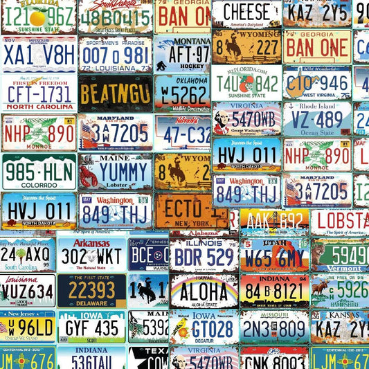 5/10/15/30/50 Counts Replica Vintage Car Plates, Embossed Novelty Car Plate Decoration for Man Cave Bar Kitchen Garage (5 Counts)