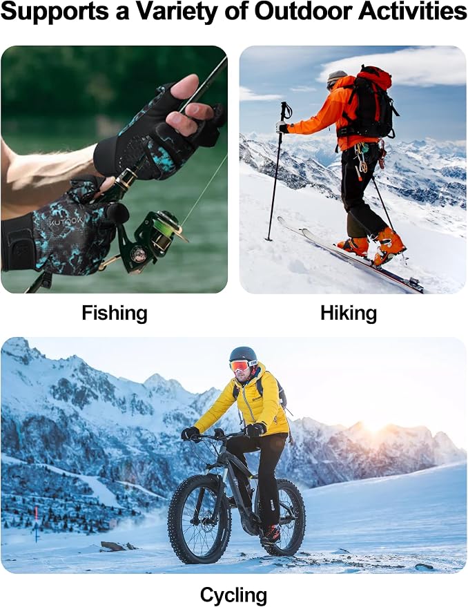 KUTOOK Winter Fishing Gloves for Men& Women Waterproof Glove Cold Weather - Image 6