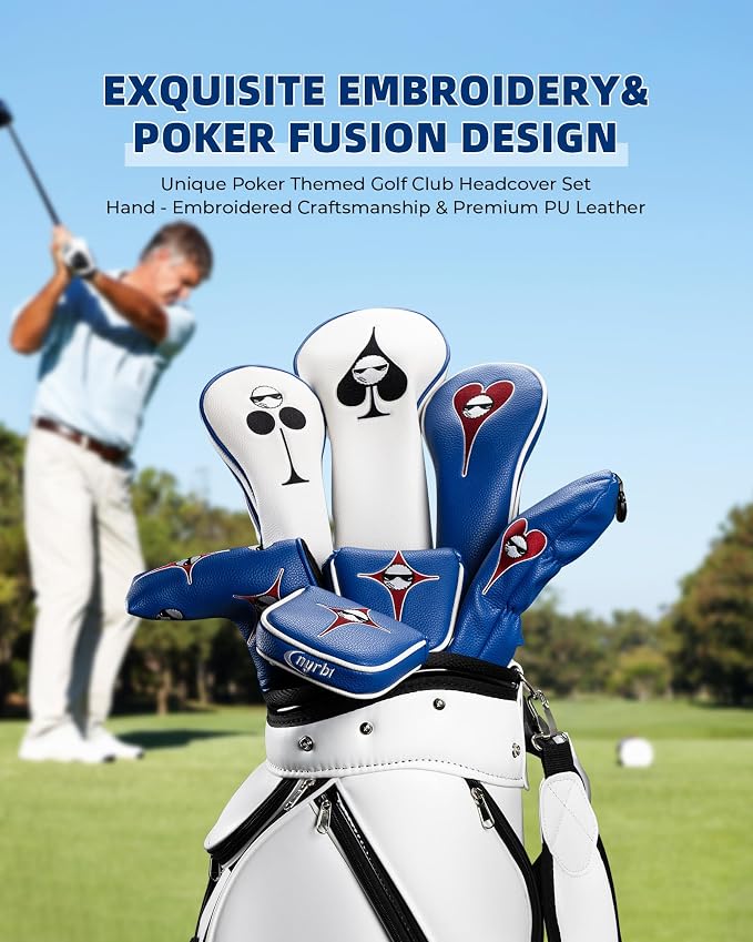 Golf Club Headcover Poker Element Embroidery Design Magnetic Closure Elegant - Image 2