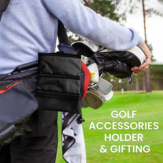 Golf Bag Accessories Valuables Pouch Bags Multi Pocket Zipper Hook - Image 7