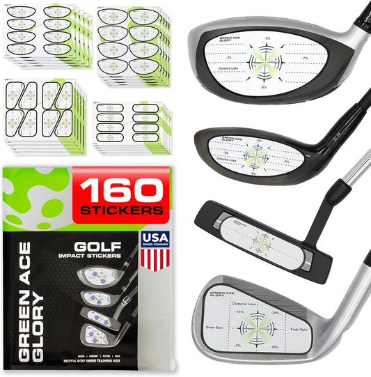 Golf Impact Tape - 384 or 160 Golf Impact Stickers - Impact Tape for Golf Clubs for Drivers, Woods, Irons, Putters | Great Golf Aid - No Residue Golf Stickers, Easy Peel Golf Tape for Perfect Shots