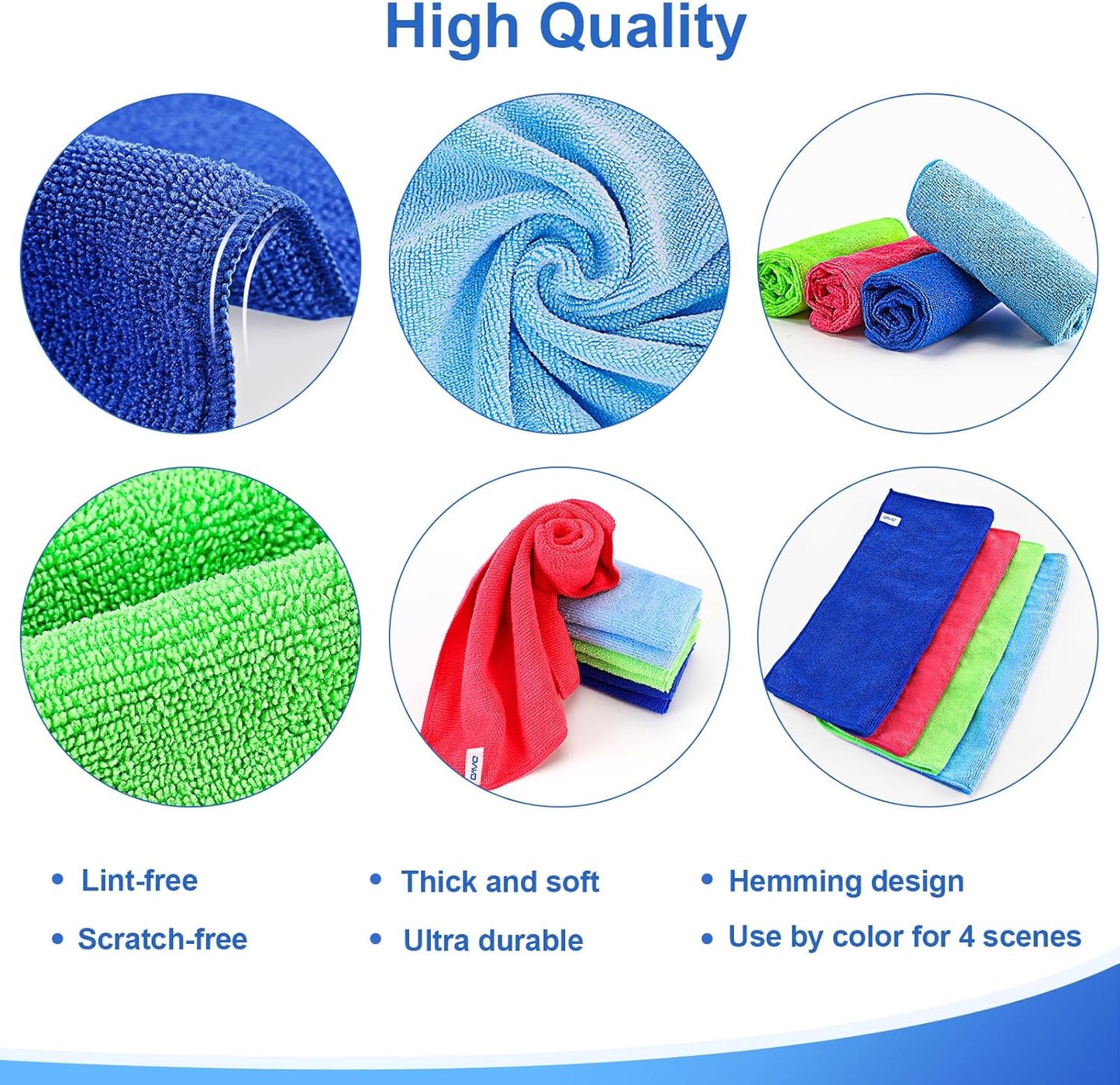 12Pcs Premium Microfiber Cleaning Cloth, Highly Absorbent Household Cleaning Supplies - for Kitchen Towels, Dish Cloths, Dust Rag