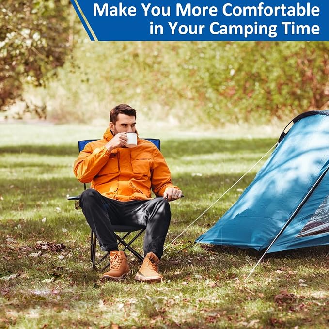Folding Camping Chair with Cup Holder, 225lbs Capacity, Portable Foldable Chair - Image 7