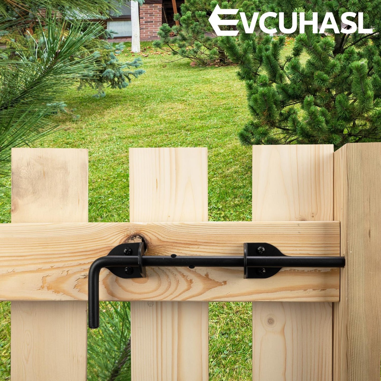 12" Cane Bolt Heavy-Duty Drop Rod for Gate, Gate Ground Latch for Wooden Fences Metal Gates Doors, Metal Gates Doors Stopper for Gate Ground, Wrought Iron Gate Latches, Black Finish(1 Pack)