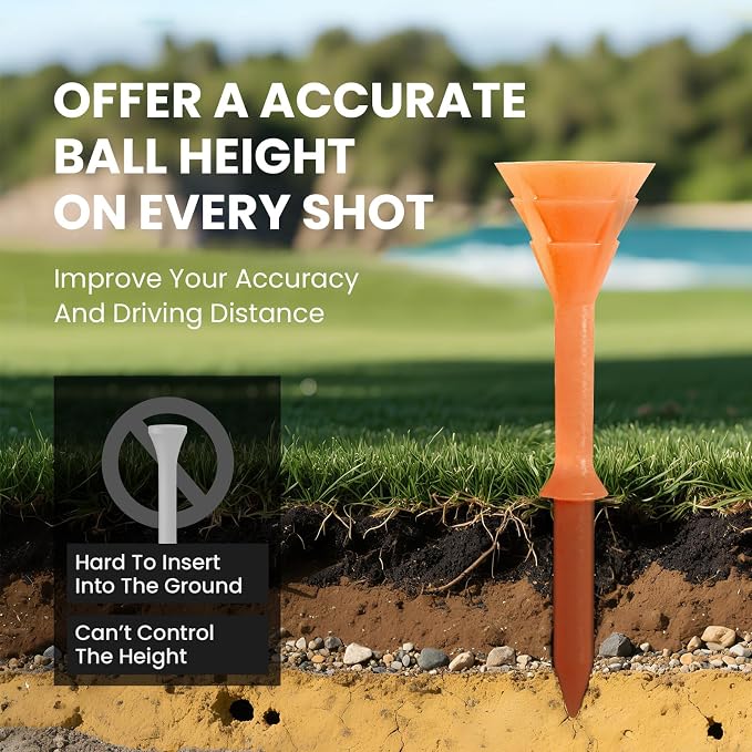 FINGER TEN Unbreakable Golf Tees Plastic 3 1/4 inch Value 50/100 Pack, Low - Image 4