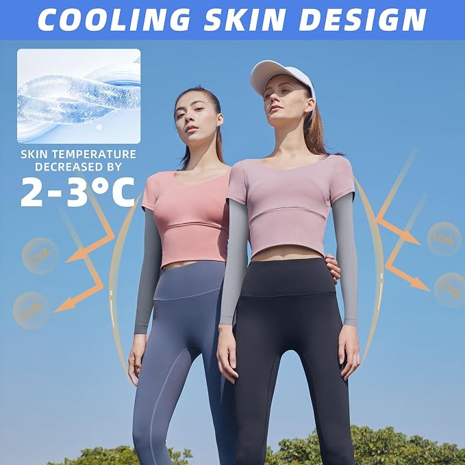 BHYTAKI UV Sun Protection Arm Sleeves, UPF 50 Sports Cooling Arm Compression - Image 5