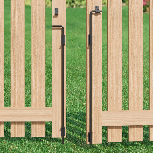 36" Heavy Duty Cane Bolt Gate Drop Rod, Extra Thick Gate Ground Latch Hardware for Wood PVC Vinyl Metal Fences Gates, Wrought Iron Doors Stopper Gate Latches, Black Finish, 2 Pack