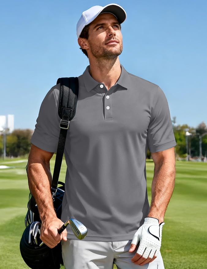 MAGCOMSEN Men's Polo Shirts 3 Buttons Casual Work T Shirts Quick Dry Short - Image 2