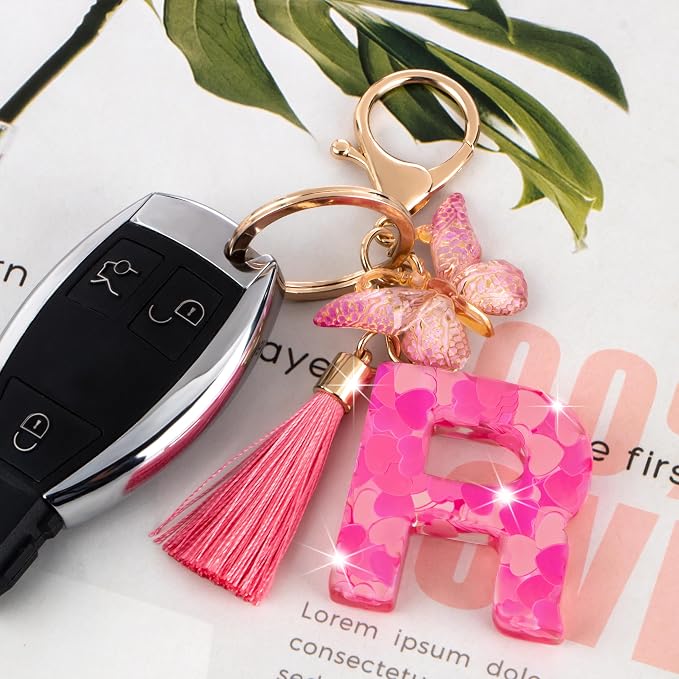 Suweibuke Colourful Cute Initial Letter Keychains - Image 3