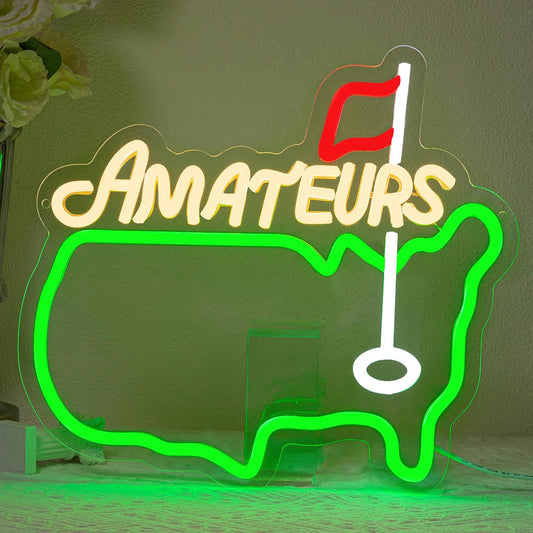 Amateurs Neon Sign Golf Neon Light for Wall Decor Green Dimmable Neon Signs Sport Wall Decorarion USB Powered Led Neon Light for Bedroom Golf Club Bar Game Room