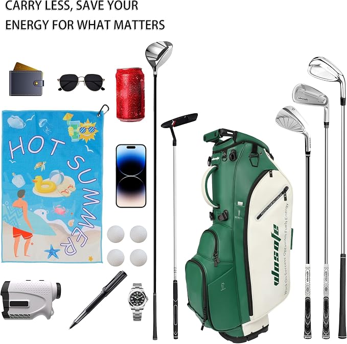 Lightweight 14-Way Golf Stand Bag, PU Leather Golf Bag Waterproof Men Women - Image 3