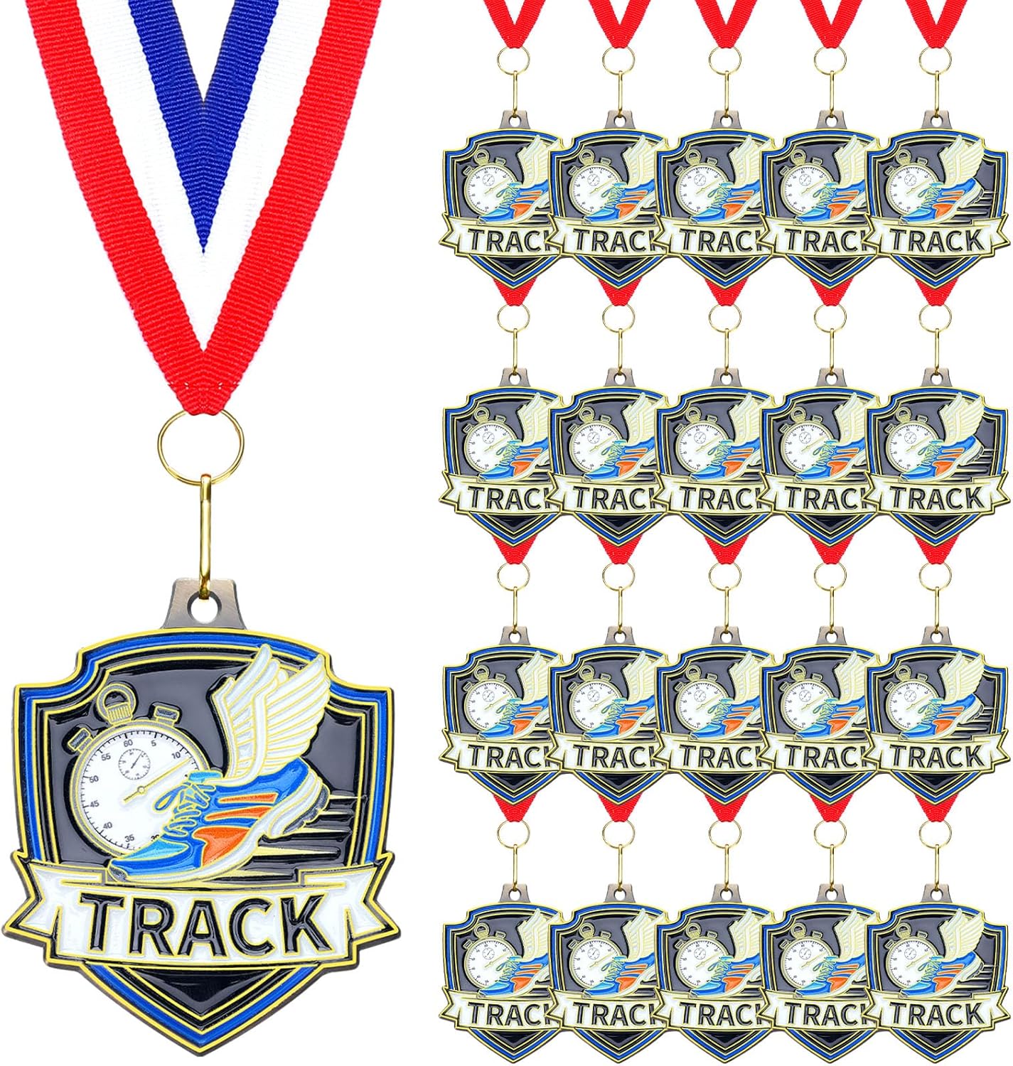 10/20 /30/40 Pcs Award Medals Bulk Sports Medals with Neck Ribbons 2.4 Inch Winner Award Trophy Prize Gift for Sports Themed Party Favors Tournaments School Match