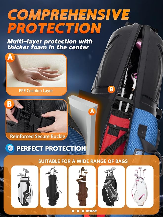 Golf Travel Bag with PC Hard Case Top, 1680D Heavy Duty Oxford Fabric Golf - Image 5