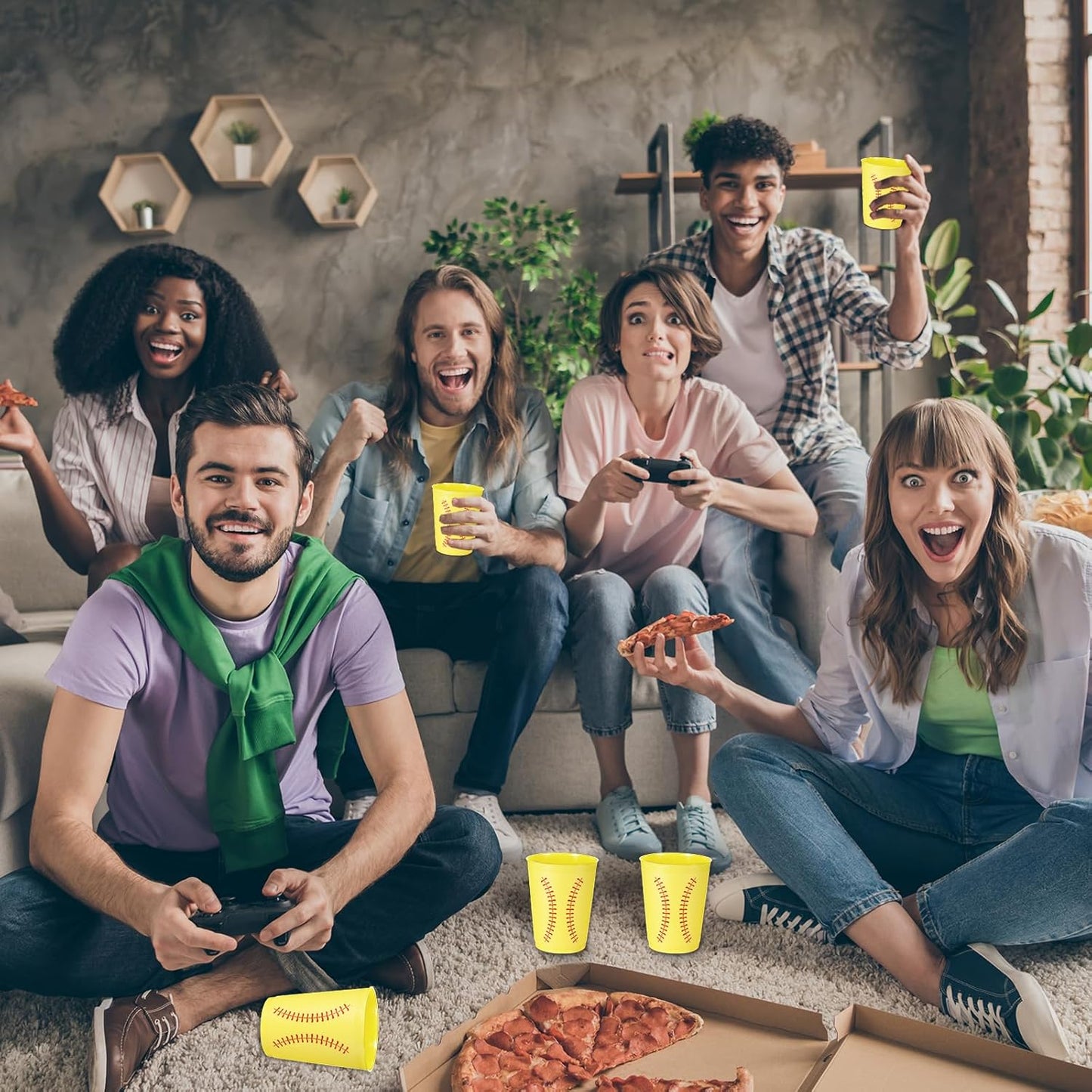 24 Pcs Softball Plastic Cups Reusable Softball Plastic Tumblers Party Supplies Sports Softball Game Plastic Drinking Cups 12oz Party Decorations for Kids Gift Birthday School Sport Party Favors