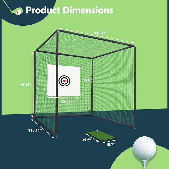 Golf Cage Net with Steel Frame 10x10x10 Ft Golf Practice Nets Used - Image 2