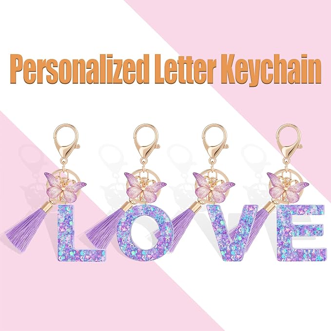 Suweibuke Colourful Cute Initial Letter Keychains - Image 4