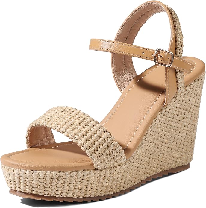 mikarka Women's Espadrille Wedge Sandals: Ankle Strap Platform Open Toe Wedges by mikarka