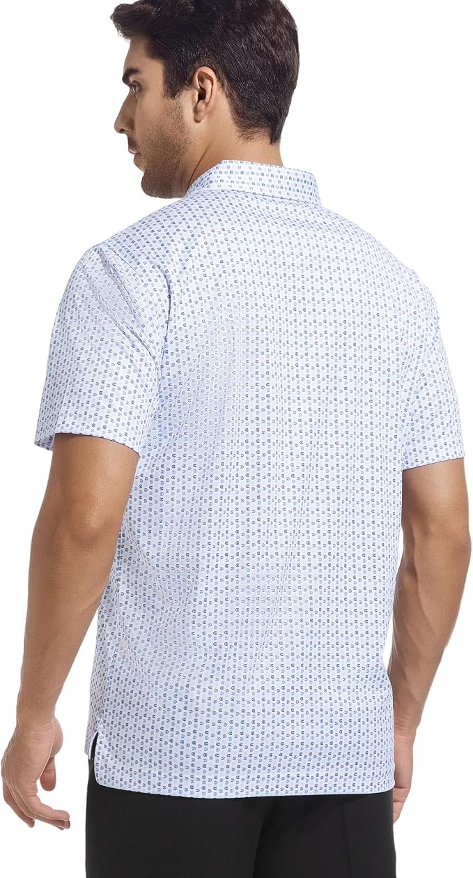 Alex Vando Mens Golf Shirt Moisture Wicking Classic Print Golf Shirts - Image 4
