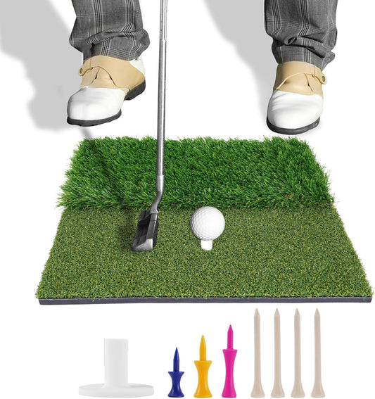Golf Mat, Golf Hitting Mat Outdoor for Training, Golf Practice Mat with 10mm EVA Backing, Golf Mats Practice Indoor and Outdoor Turf with 8 Different Tees