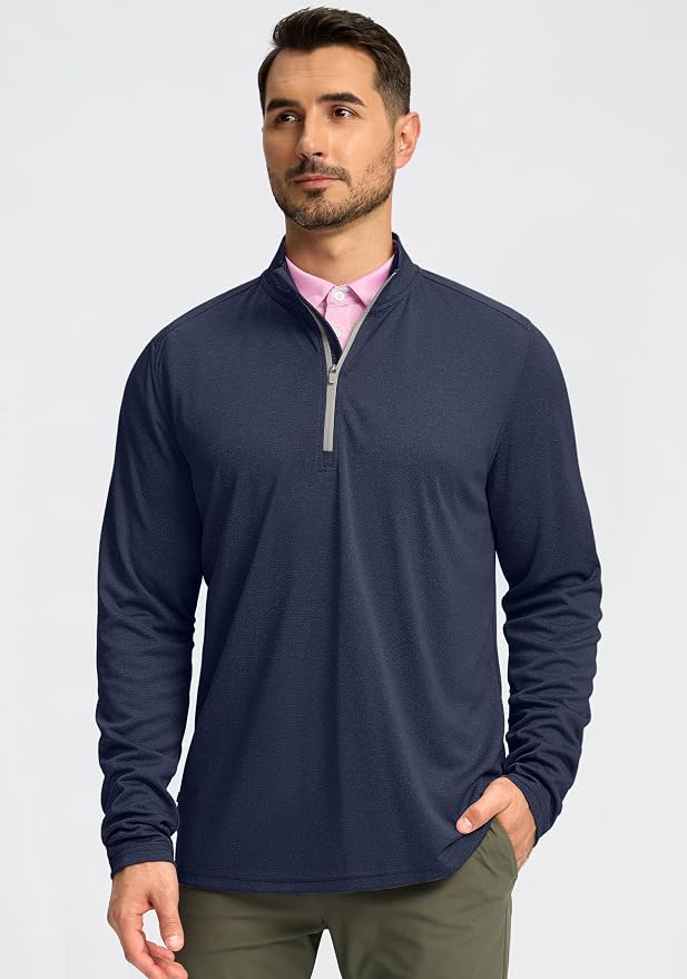 Obla Golf Quarter Zip Pullover for Men Mock Neck Sweatshirt Lightweight Sun - Image 2