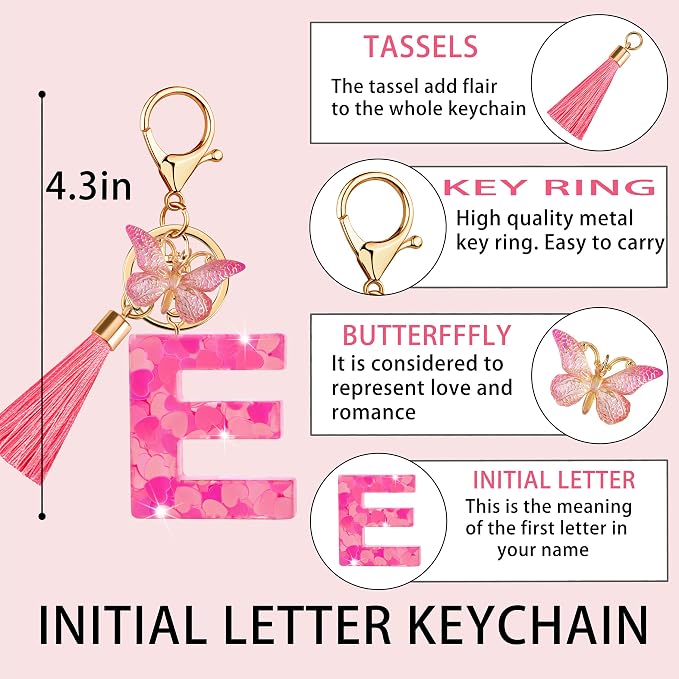Suweibuke Colourful Cute Initial Letter Keychains - Image 4