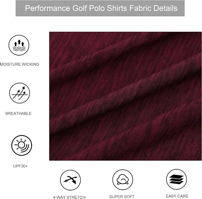 Alex Vando Mens Golf Shirt Moisture Wicking Quick-Dry Short Sleeve Casual Polo - Image 5