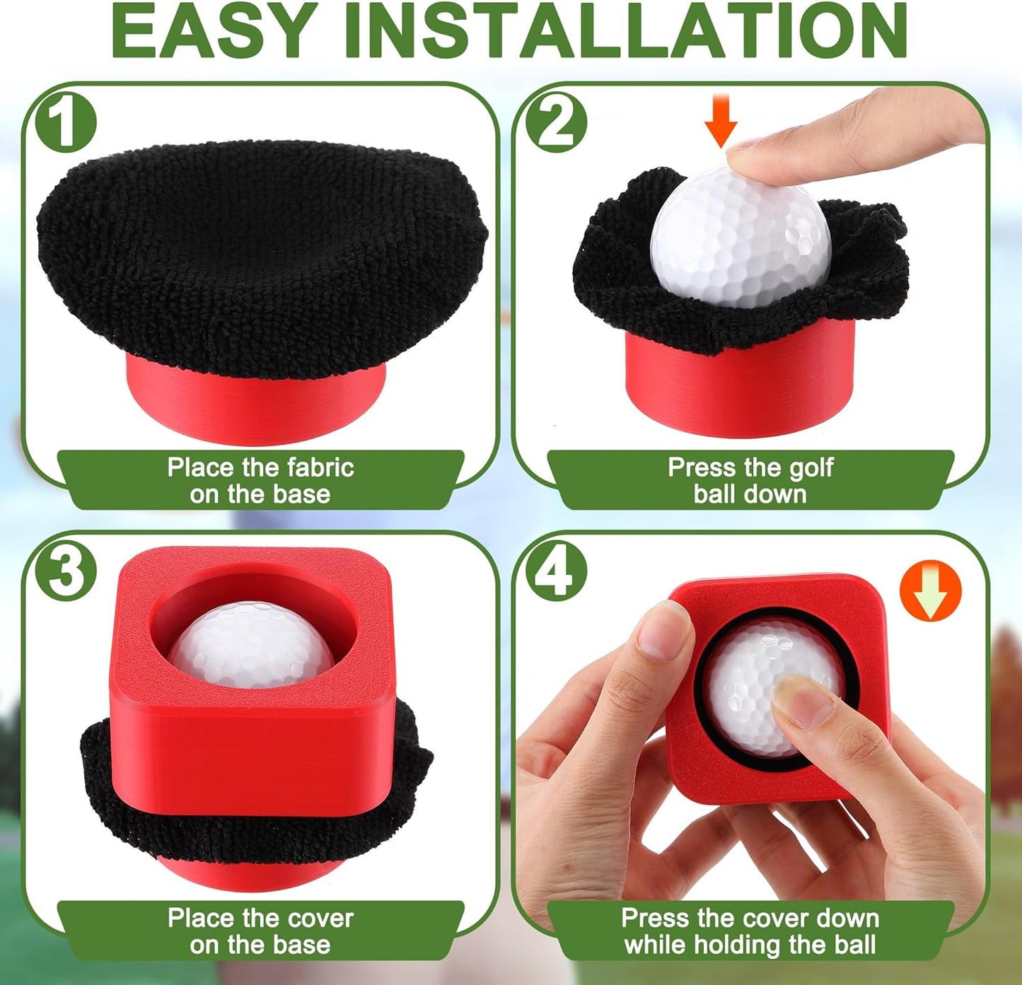 2 Pack Portable Golf Ball Cleaner, 3D Printed Magnetic Golf Ball Washer Tool, Clip on Accessories for Bag or Cart, 4 Pcs Removable and Replaceable Soft Microfiber Cloth, for Gift Giving