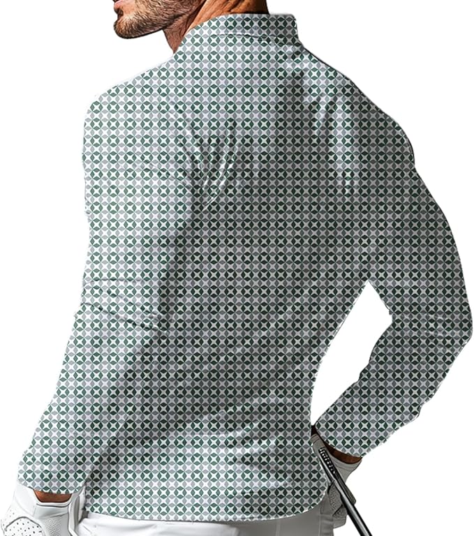 Men's Long Sleeve Golf Shirt Quick Dry 3 Button Work Fishing Outdoor Casual - Image 2