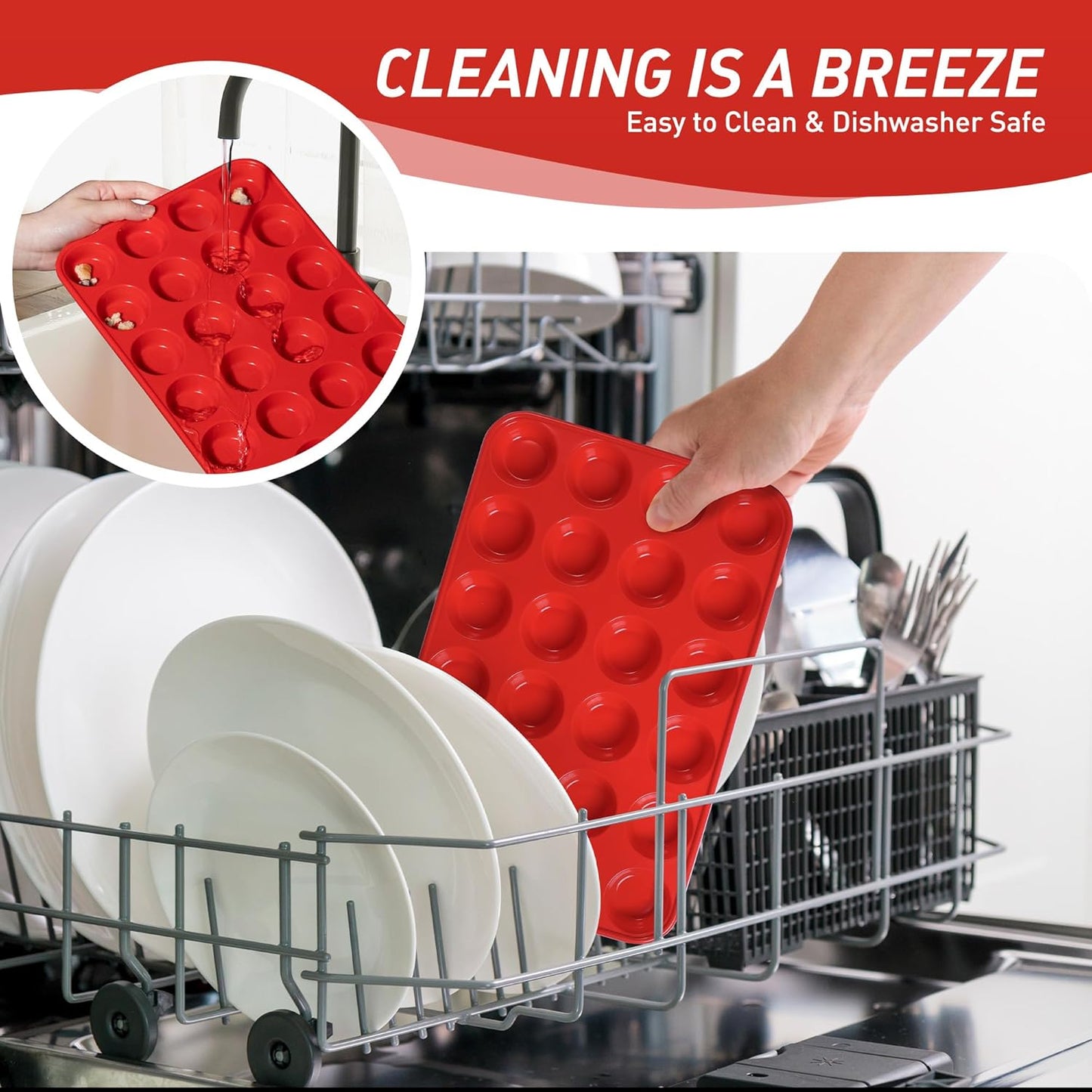 2 Pack 24 Cups Silicone Mini Muffin Pan with Metal Reinforced Frame Silicone Molds Cupcake Cake Baking Cheesecake Pans Cookie Baking Chocoflan Cupcake Mold Mini Bundt Cake Pan Women Gift