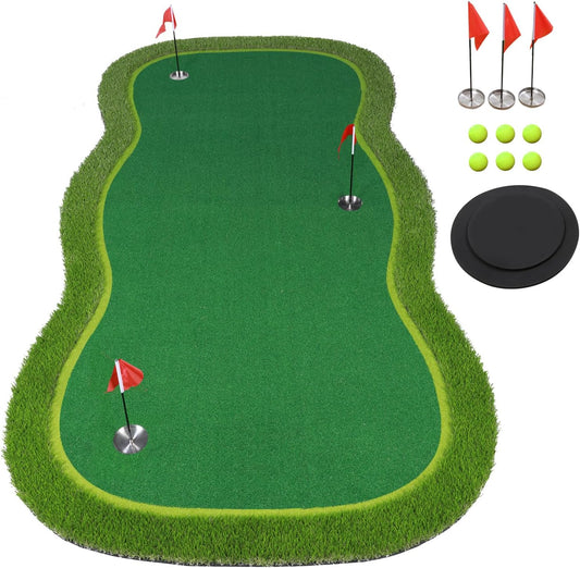 Golf Putting Green/Mat-Golf Training Mat- Professional Golf Practice Mat- Green Long Challenging Putter for Indoor/Outdoor