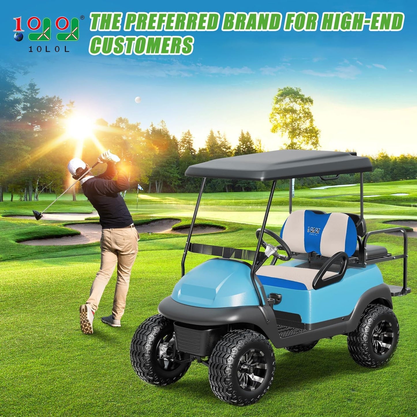 10L0L Golf Cart Seat Covers Universal for Yamaha Club Car Precedent Standard Front Seats, Breathable Mesh Bench Seat Cover, No Drilling Seat Cushion, All-Season Comfort Cool in Summer & Warm in Winter